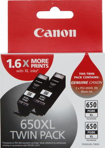 Canon PGBK650XL High Yield Black Ink Cartridge Twin Pack